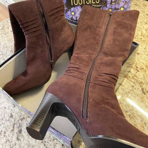 Mootsies Tootsies Mootsie Tootsie Faux Suede Brown Dress Boots NWOT