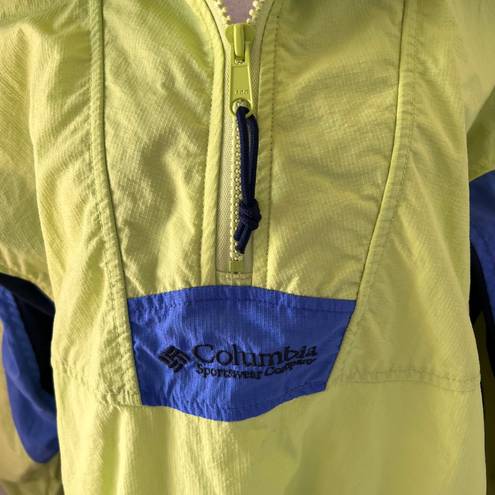 Columbia Vintage  Lime & Blue Quarter Zip Windbreaker Jacket