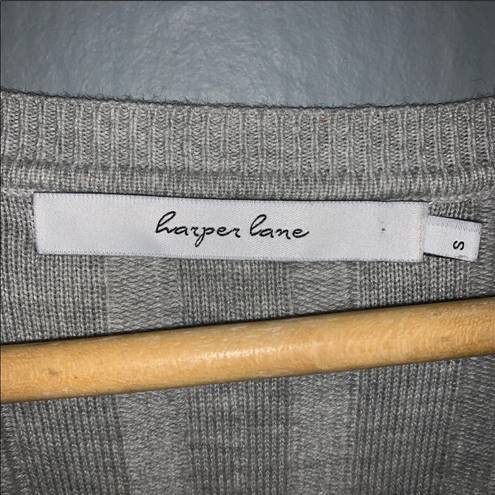 Harper  lane gray distressed fringe sweater