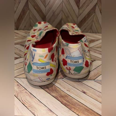 Toms Teacher Theme  Shoes Size 9.5 Women’s Slip Ons Flats