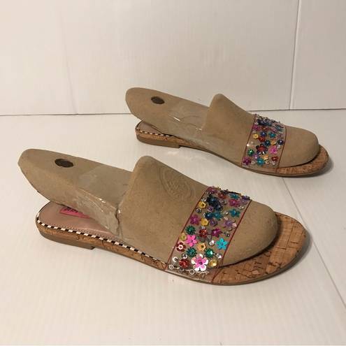 Betsey Johnson Betsy Johnson embellished beads slide on flat sandals fits size 8