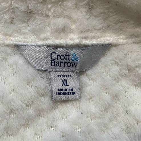 Croft & Barrow  Vest Cream Faux Fur Textured Open Front Fuzzy Cozy Warm Petite XL