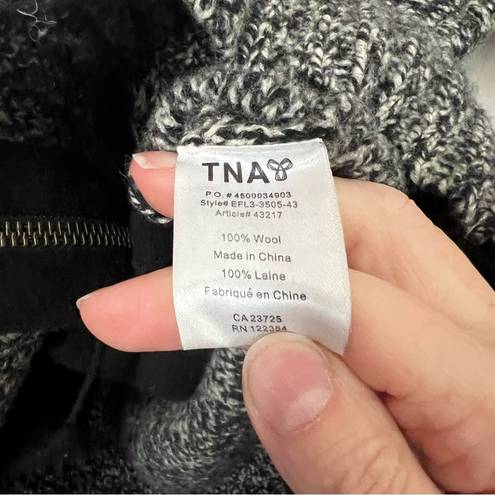 Aritzia  TNA Gray White Telluride Wool Zipper Sweater Shawl Collar Size S…