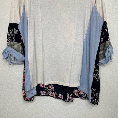 Style & Co  Mixed Media Floral 3/4 Sleeves Top