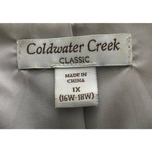 Coldwater Creek Beige 100% Linen Geometric Boho Open Jacket Size 1X