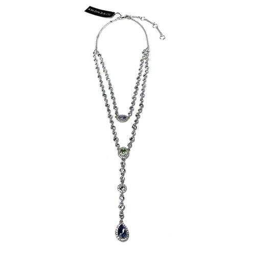 Givenchy | NWT Double Layered Crystal Rhodium Pave Y-Necklace