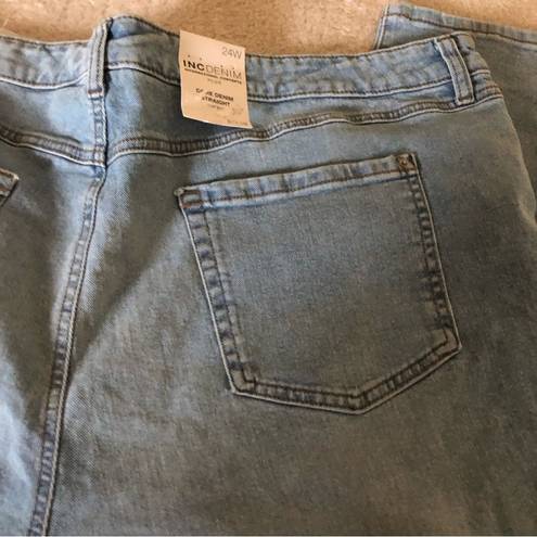 INC  JEANS International Concepts size 24 NWT high-rise distressed STRAIT CUT