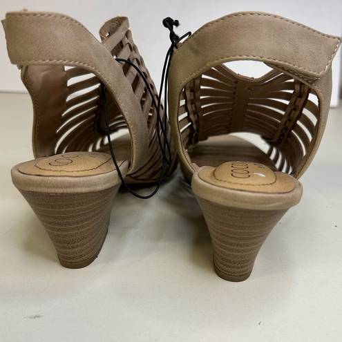 Coconuts by Matisse  Tan Caged Vegan Leather Heeled Sandals Women’s 7 M