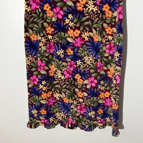 Kathie Lee Collection Vintage  Boatneck Floral Ruffle Sleeveless Sheath Dress