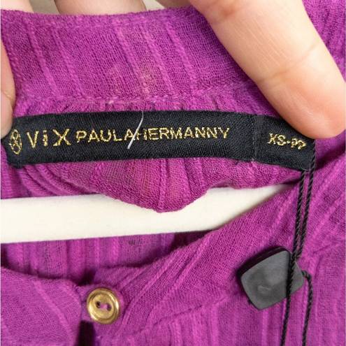 Vix Paula Hermanny  Magenta Sprite Solid Chemise Tunic Swim Cover Up Women's XS