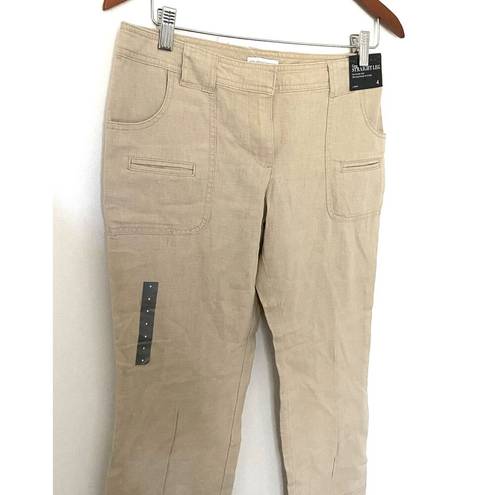 Krass&co NY &  Linen Cotton Blend Crop Straight Leg Khaki Pants Sz 4