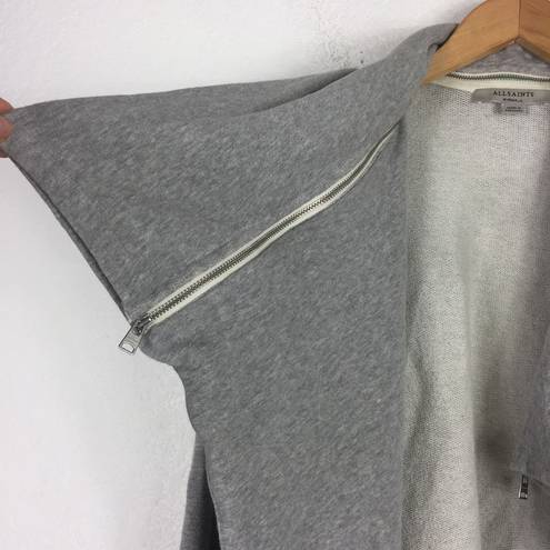 ALLSAINTS  Mila Dahlia Sweatshirt Grey Zipper Oversized Cardigan XS