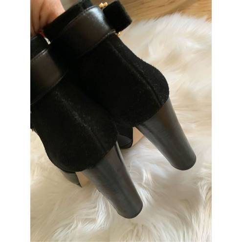 Michael Kors  black suede and leather booties 4 inch heel size 7 1/2