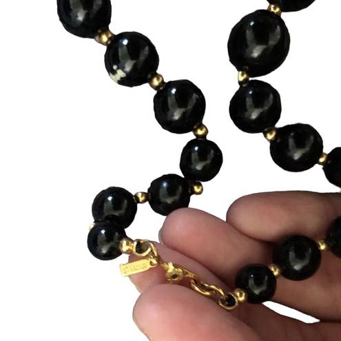 Monet Vintage  black beaded costume necklace signed