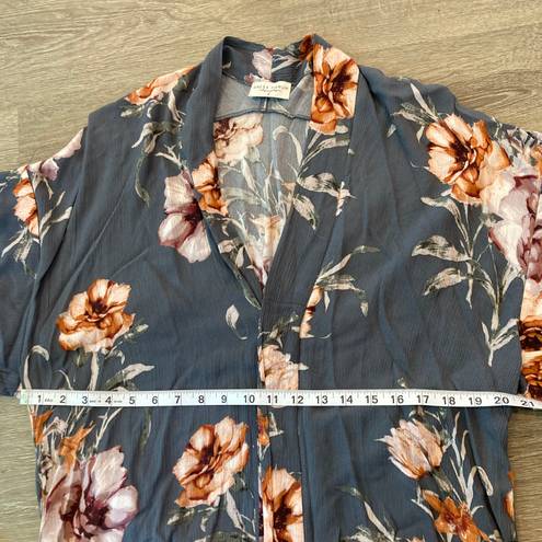 Dress Forum Blue Grey Floral Short Sleeve Button Down Shirt Dress Women’s Small