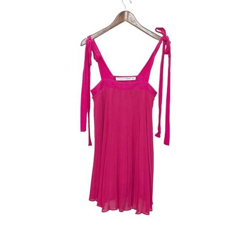 Free People  X Backstage Andrey Dress Pink Pleated Mini Tie Double Layer Size XS