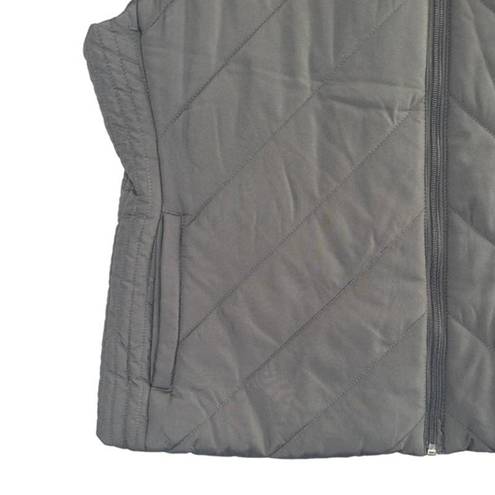 Krass&co NY &  Gray Quilted Sleeveless High Neck Full Zipper Vest Women Sz XL