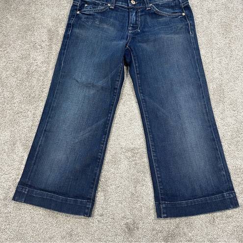 7 For All Mankind  Dojo Cropped Capri Straight Leg Jeans Blue Dark Wash Size 26