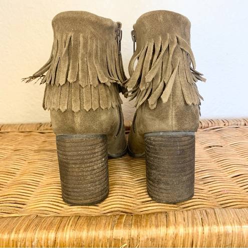 sbicca  Jessa  Suede Fringe Leather Ankle Bootie Boho Southwest Size 7