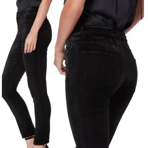 Paige  Hoxton Ankle Skinny Velvet High Waist Jeans Black Overdye Size 24 NEW