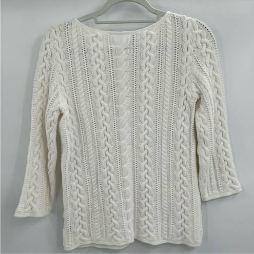 Polo Lauren  Ralph Lauren fisher cableknit white sweater 3/4 sleeve size medium