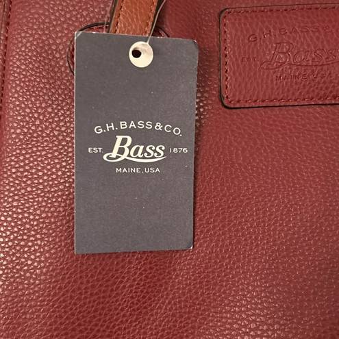 Krass&co NWT Authentic G.H. Bass &  Red and Orange Leather Tote Bag Made in USA