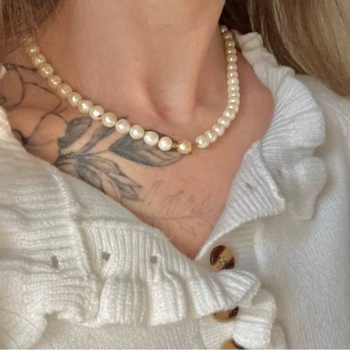 American Vintage Vintage “Ryver” Hidden Pearl Clasp Necklace 17.5” Baroque Ivory Cream Classic