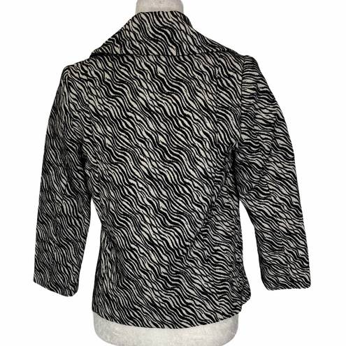 Tracy Reese  animal print coat short button up black white zebra oversized collar