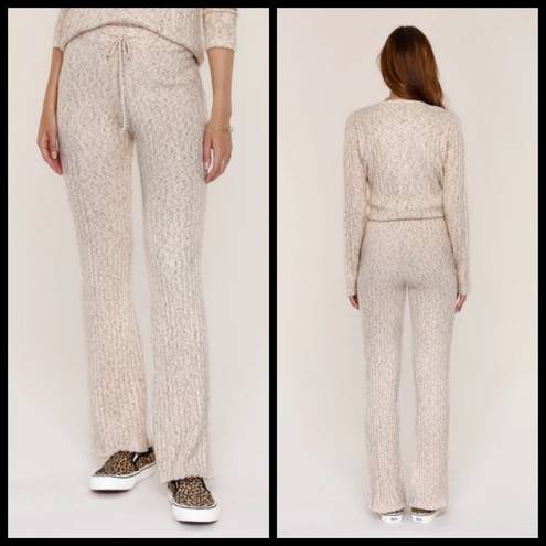 Heartloom 💕💕 Nikita Pant Oat Ribbed Soft & Cozy Wide Leg Sweatpants Large NWT