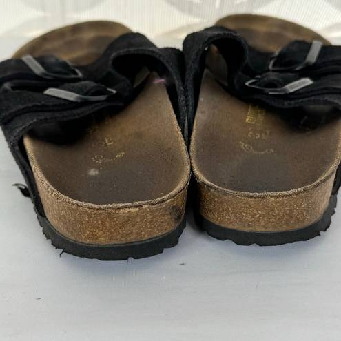 Birkenstock  Arizona Two Straps Black Suede Slide Sandals Womens Size 38 EU 7 US