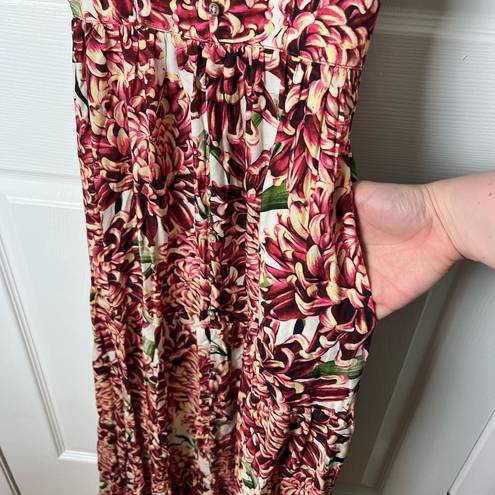 Agua Bendita  Cotton Blare Floral Maxi Dress S