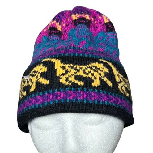 The Mountain Vintage Ladies & Ewe Wool Knit Winter Beanie Hat Tassel Animal Pattern