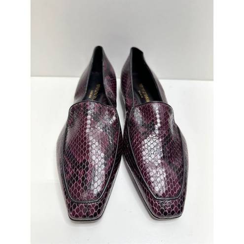 PARKE Marion  Shoes Womens Size 6.5US Python Snakeskin Loafers Purple Black