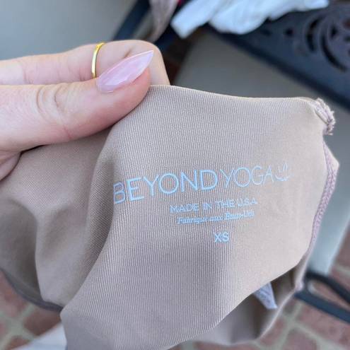 Beyond Yoga tan cropped workout top