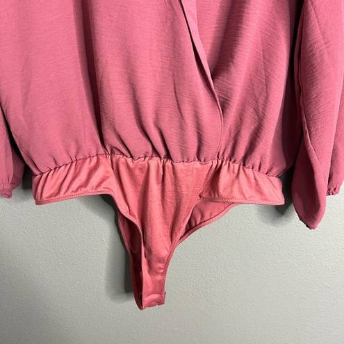 Stitch Fix NWT  Heatherly Ellison Surplice Bodysuit Dusty Pink Mauve Plus 1X