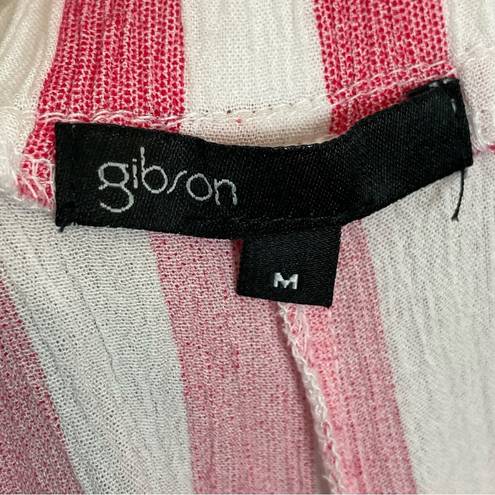 Gibson  Striped Culottes Pants Red White Lightweight Summer Tie Belt Pants Medium