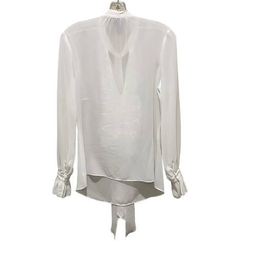 Yoana Baraschi  Ruffle Tie Long Sleeve Sheer Blouse White Size Small