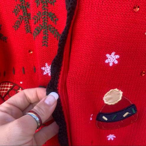 Basic Editions  Vintage knit ugly Christmas cardigan SMALL