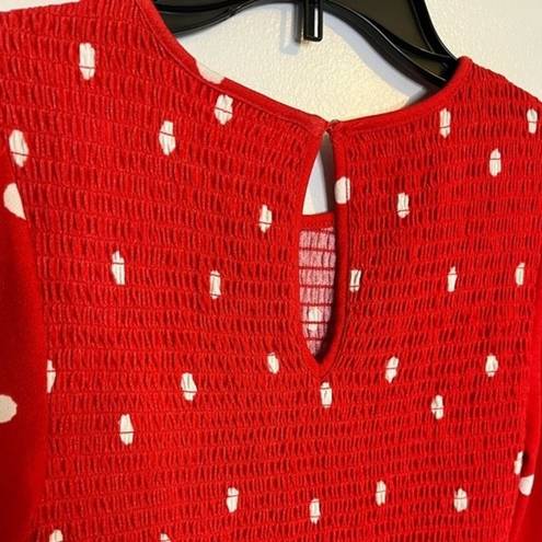 Popsugar Red & White Polka Dot Long Sleeve Dress Size XS