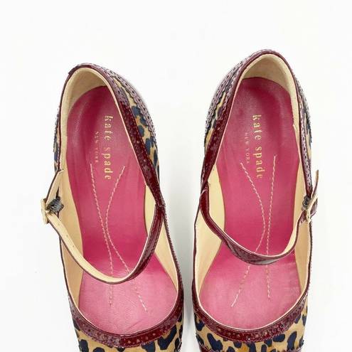 Kate Spade  Size 6.5 M Kelsey Leopard Print Patent Leather Mary Jane Pumps Heels