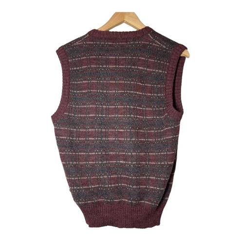 City Streets  Sweater Vest Grandpacore Womens Large Burgundy Gray Wool Blend