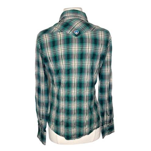 Kuhl ✨ Pearl Snap Shirt Womens Large Plaid Long Sleeve Outdoor Hiking Western ✨