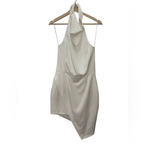 Elliatt  Asymmetric Satin White Cocktail Halter Dress Size Medium