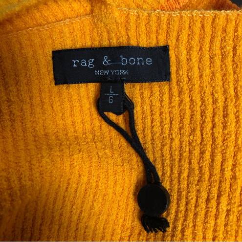 Rag and Bone  Soleil Ribbed Bra Crop Halter Top Cotton Marigold Orange-Yellow sz L