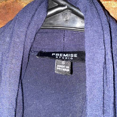 Premise Studio  Navy Blue Pleated Open Front Cardigan Sweater Women's Size Small