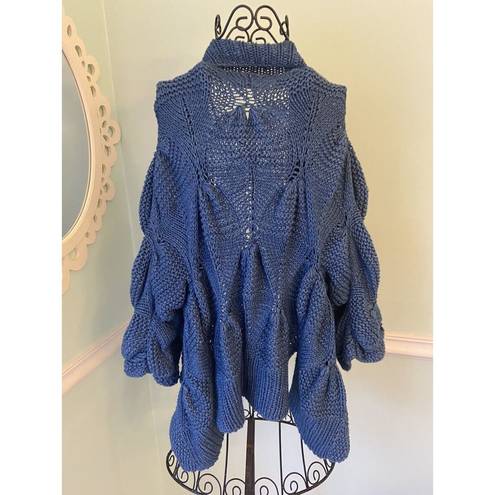 Stella McCartney  oversized blue knit cardigan bubble sleeves size 40 Italy