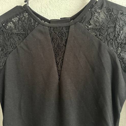 GUESS Black Lace Dress Long Sleeve Lace Up Back Size Small Business Office