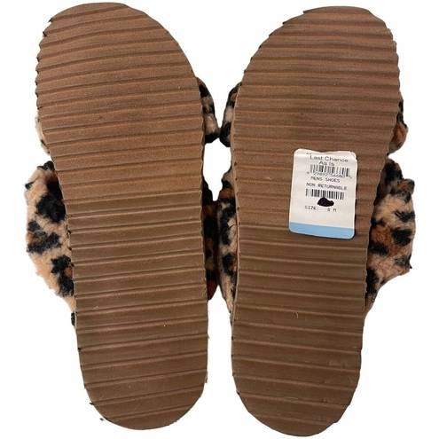 Treasure & Bond Davina Faux Shearling  Leopard Print Slip On Slide Shoe Size 8m