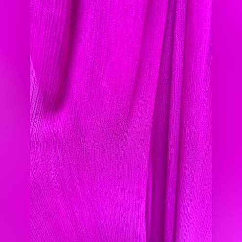 Badgley Mischka  Collection Magenta Fluorescent Chiffon Strapless Gown 10