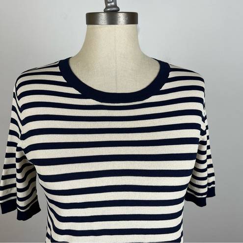 Oak + Fort  Navy Blue Stripe Short Sleeve Top